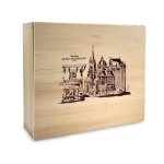 Wooden gift box, 4 assorted, 1000 g "Dom" motif