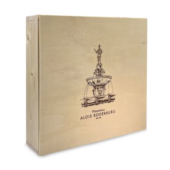 Wooden gift box, 5 assorted, 1400 g "Karlsbrunnen" motif
